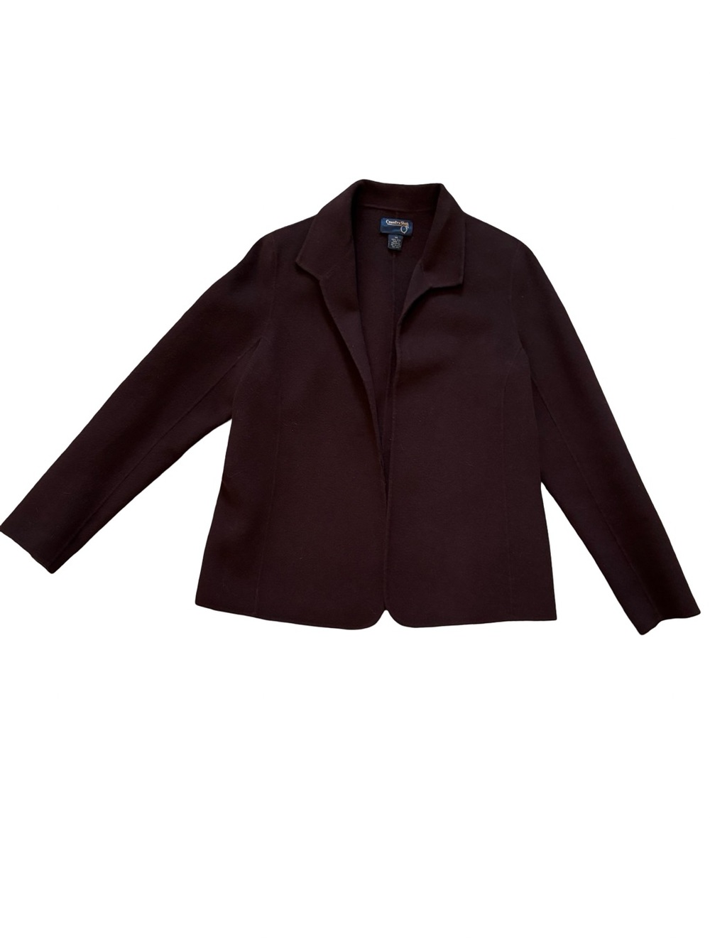 Country Shop Women's Dark Brown Open Front Jacket 100% wool
